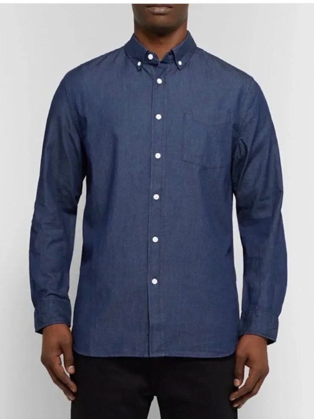 SATURDAYS NEW YORK CITY Indigo L/S Dark-Rinse  Cotton Denim Button Up NWOT/sz S